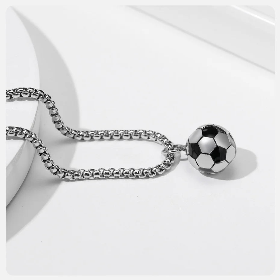 3D Football Pendant Chain Necklace
