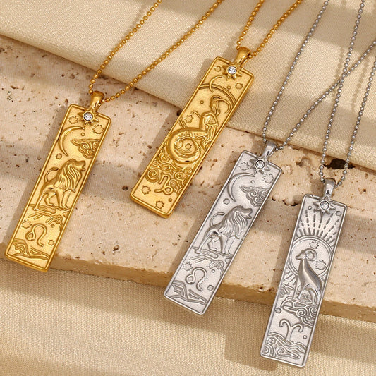 12 Zodiac Signs Bar Pendant Necklace