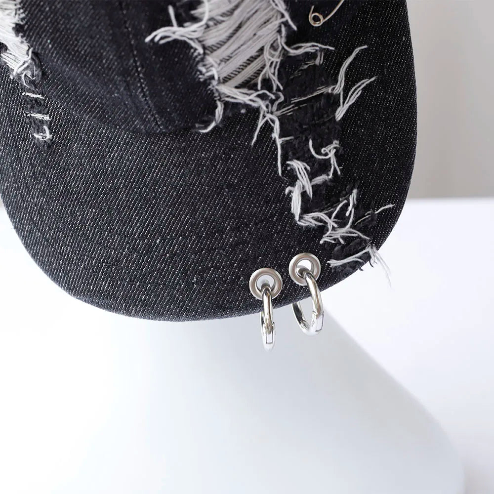 3D Ears Punk Ripped Denim Baseball Cap