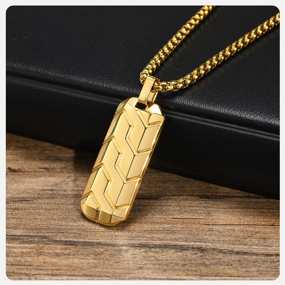Tyre Pattern Military Army Style Dog Tag Pendant Necklace