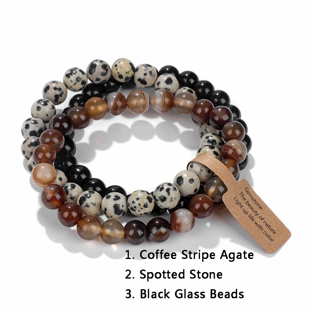 3Pcs Natural Stone Bracelet Set