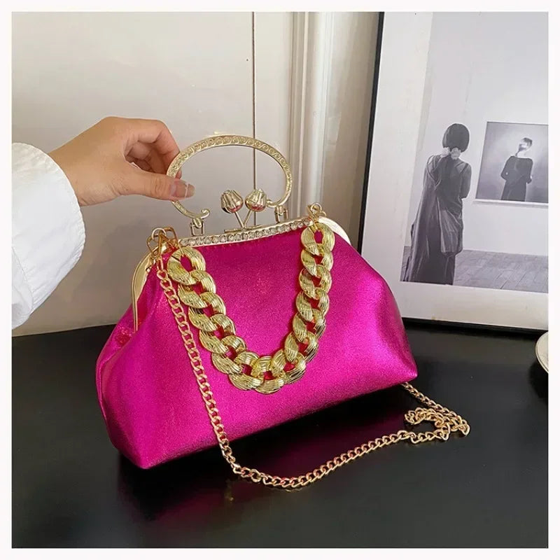 Elegant Gold Chain Clutch Bag
