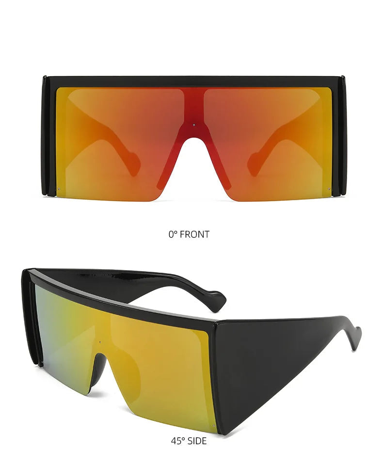 Big Frame One-Piece Square Shield Sunglasses