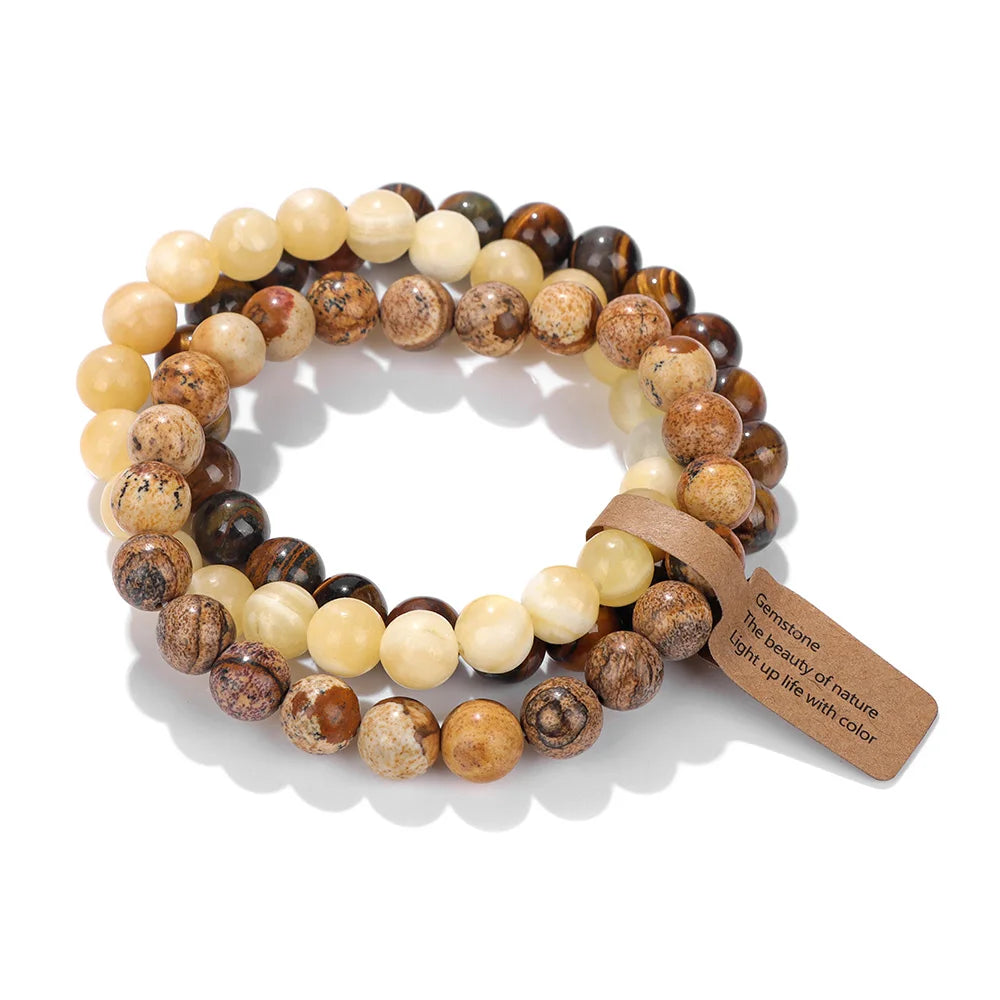 3Pcs Natural Stone Bracelet Set