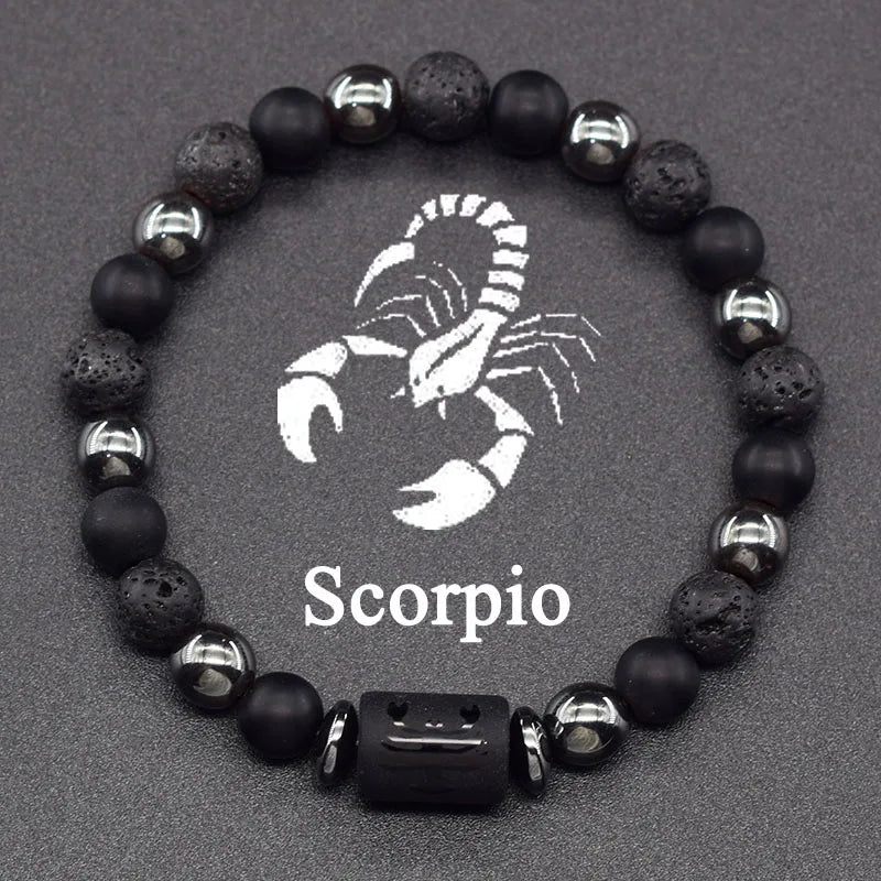 Zodiac Signs Constellation Bracelet - Black Lava
