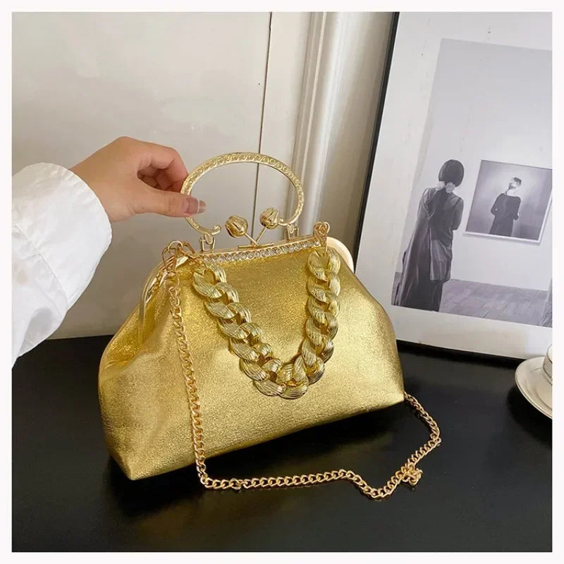 Elegant Gold Chain Clutch Bag