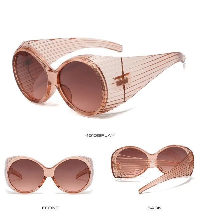 Bold Oversized Round Steampunk Sunglasses