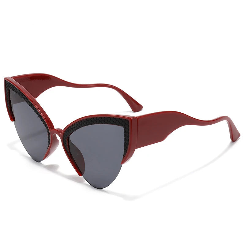 Oversized Semi-Rimless Cat Eye Sunglasses