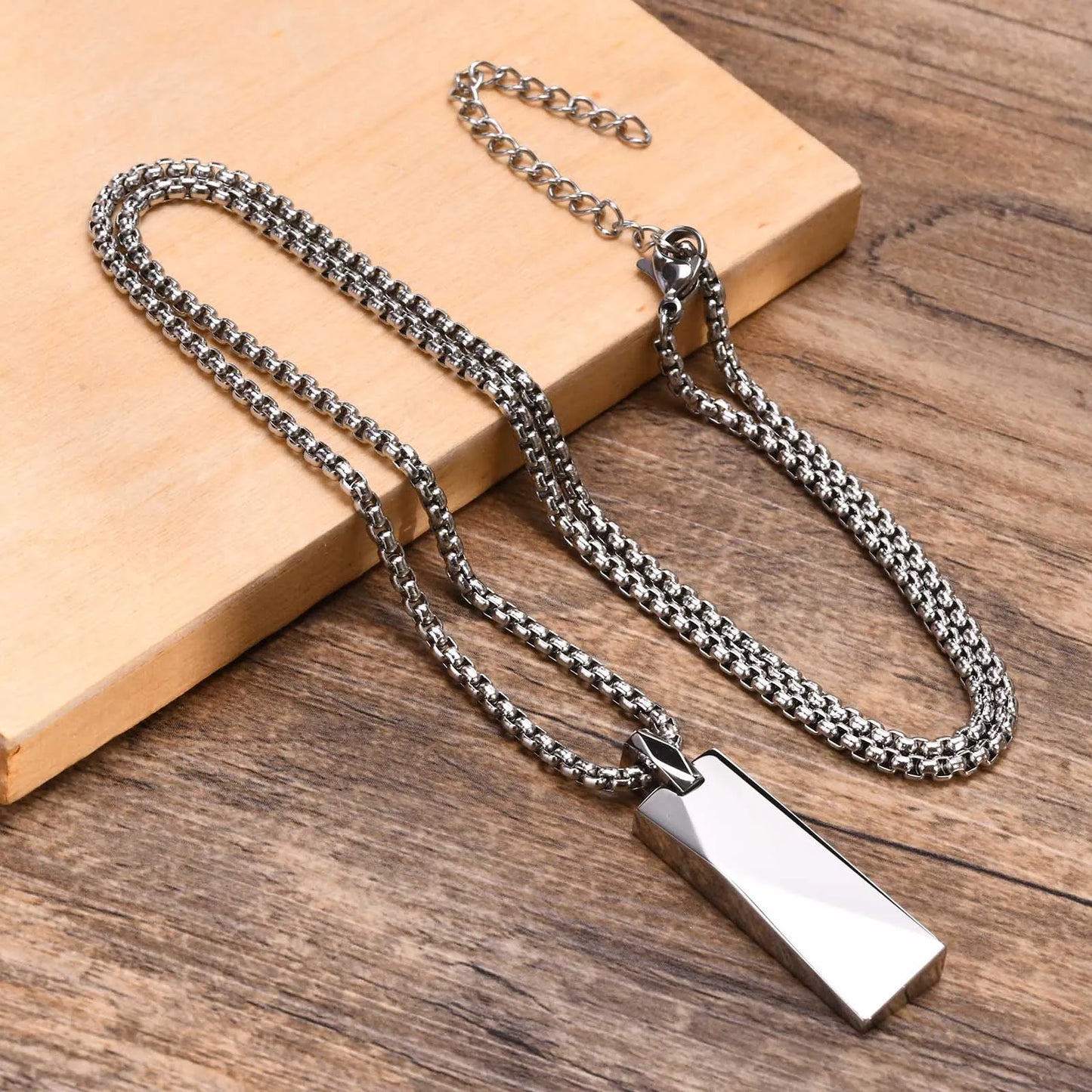 Geometric Rectangle Bar Pendant Necklace