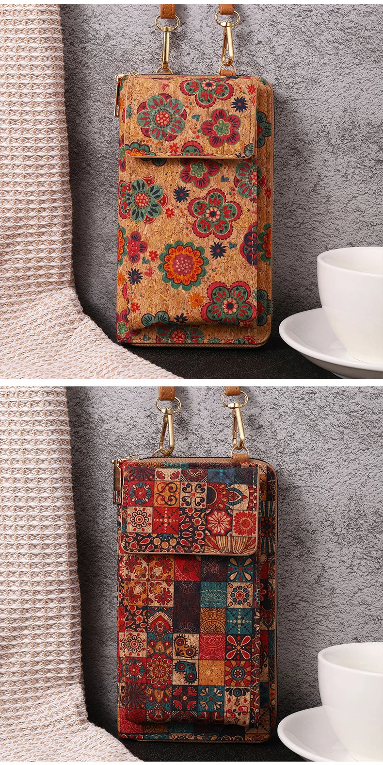 Retro Bohemian Style Wallet with Shoulder Strap