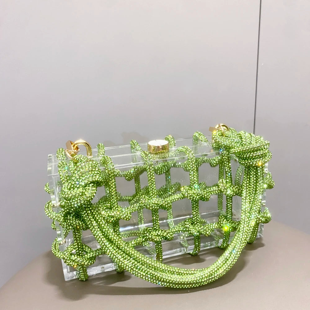 Rhinestone Transparent Clutch Bag
