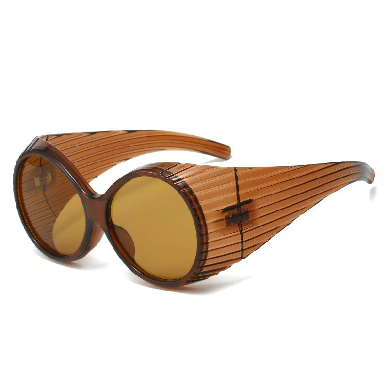 Bold Oversized Round Steampunk Sunglasses