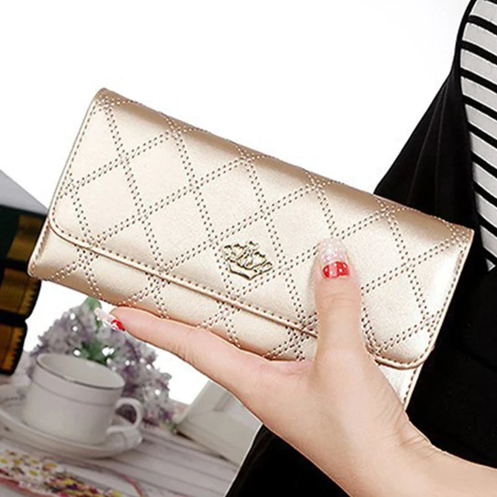 Diamond Pattern Leather Long Wallet