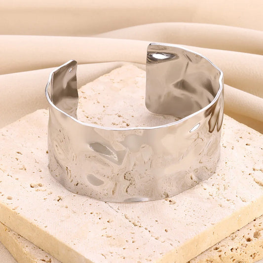 Vintage Hammered Wide Open Cuff Bangle
