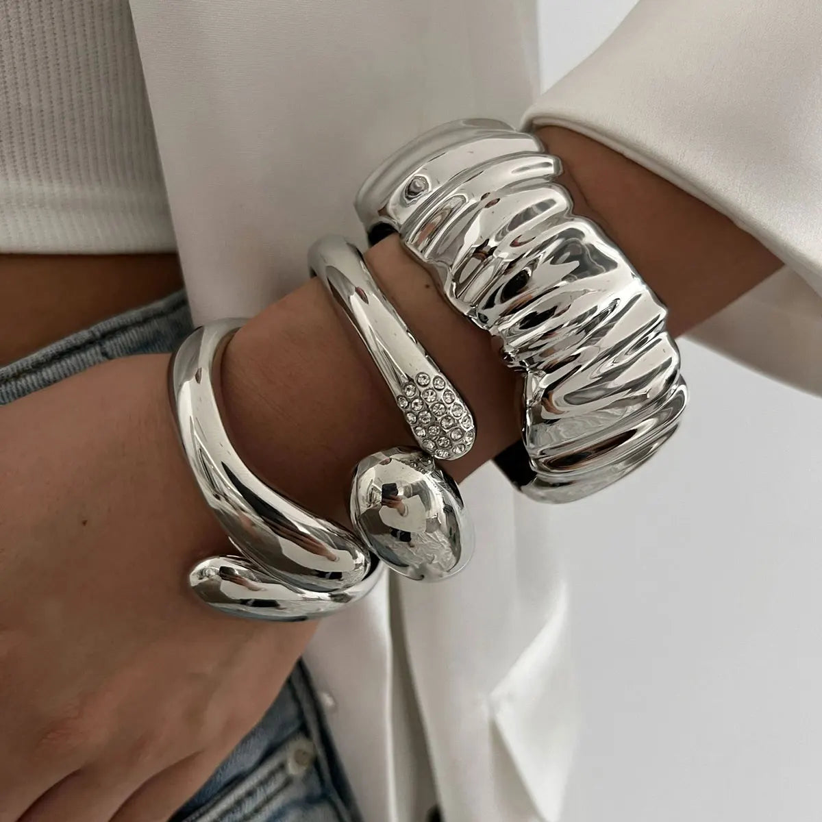 Chunky Gold Silver Bangle Cuff Bracelet
