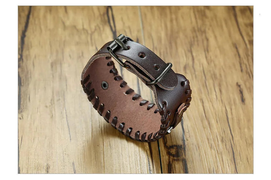 Medieval Genuine Leather Cuff Bracelet