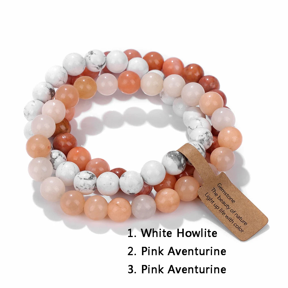 3Pcs Natural Stone Bracelet Set