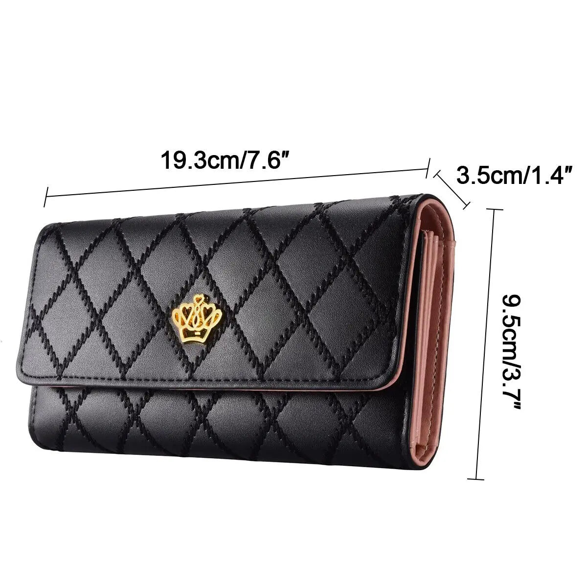 Diamond Pattern Leather Long Wallet