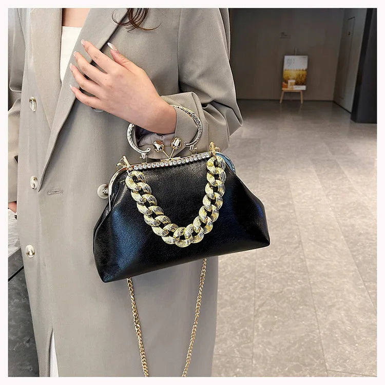 Elegant Gold Chain Clutch Bag