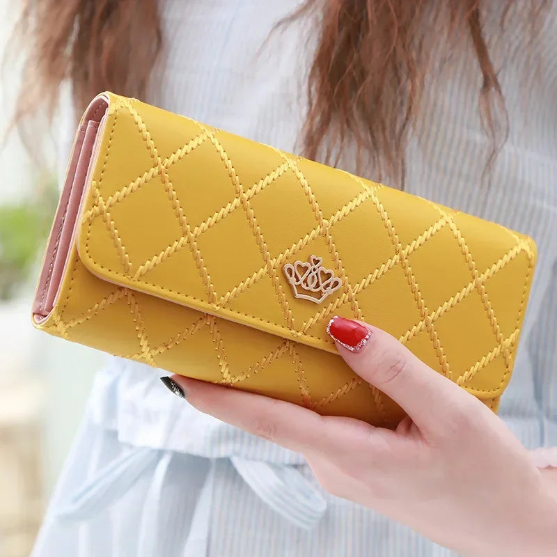 Diamond Pattern Leather Long Wallet