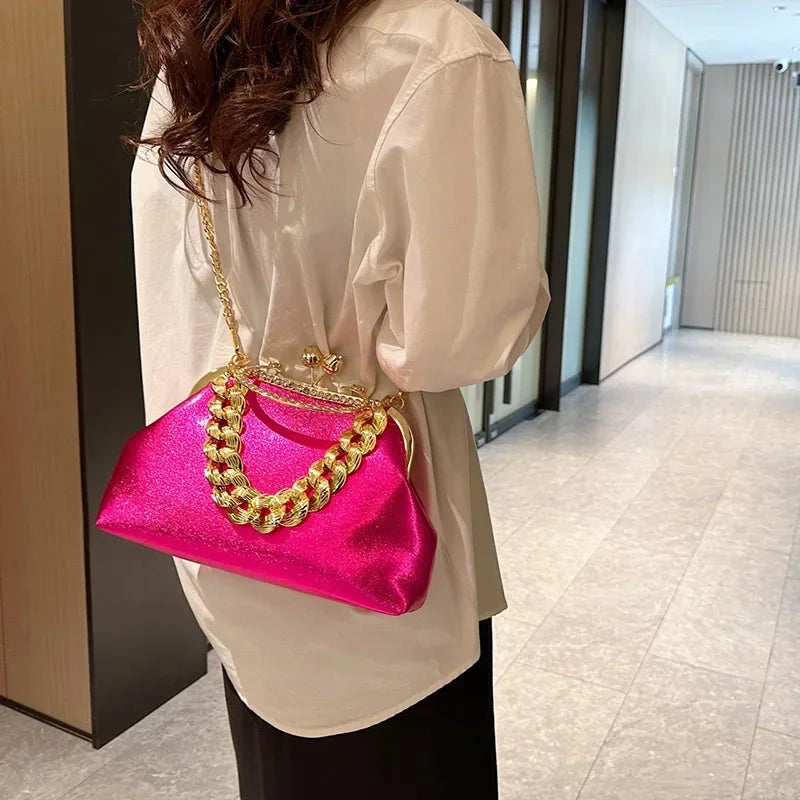 Elegant Gold Chain Clutch Bag
