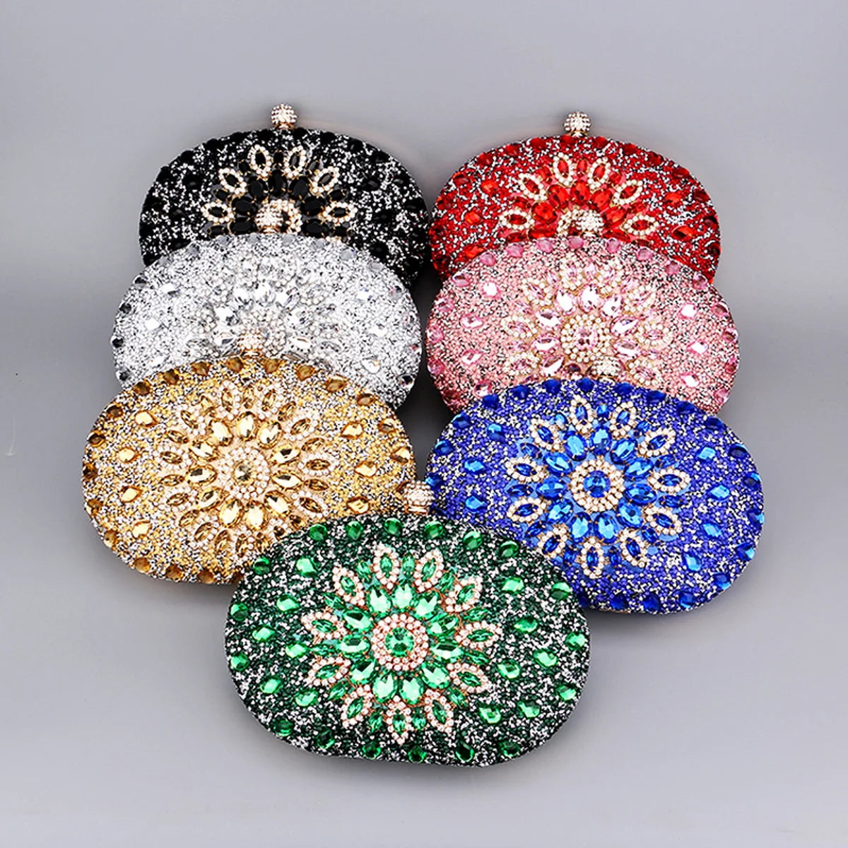 Crystal Oval Evening Clutch Bag