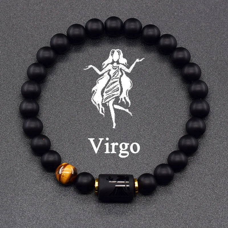 Zodiac Signs Constellation Bracelet - Black Agate