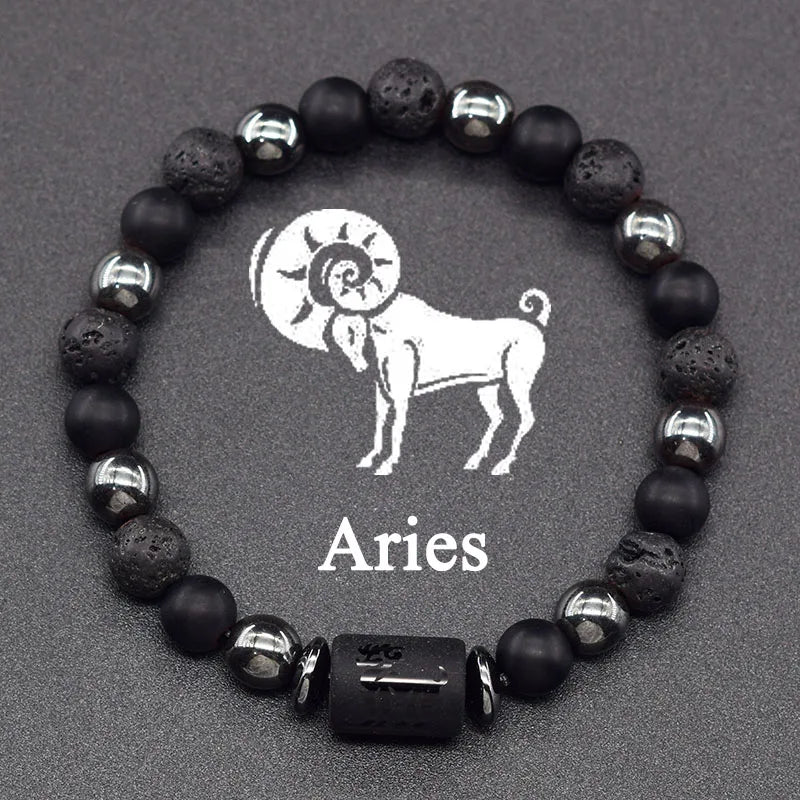 Zodiac Signs Constellation Bracelet - Black Lava