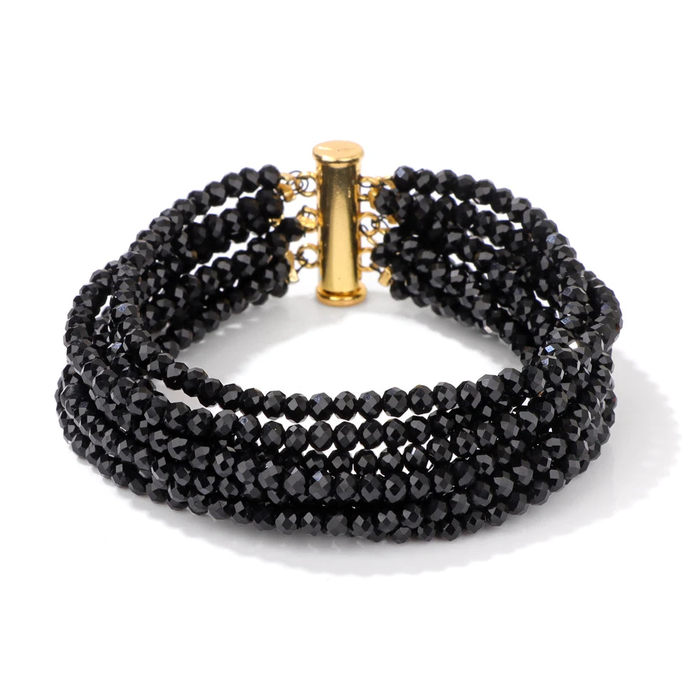 Multi Strand Crystal Beads Bracelet