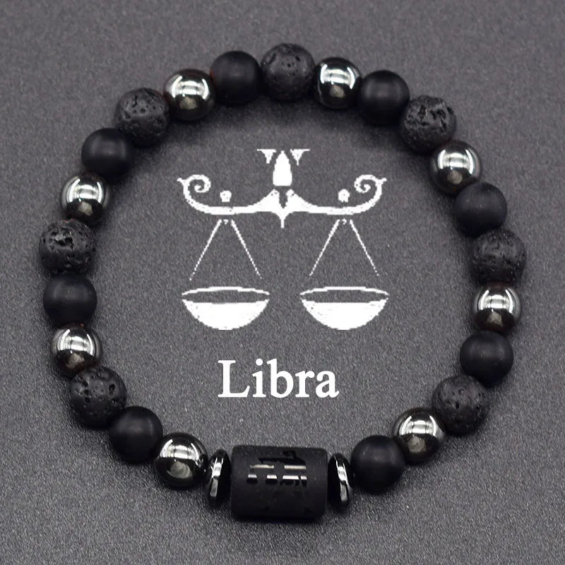 Zodiac Signs Constellation Bracelet - Black Lava