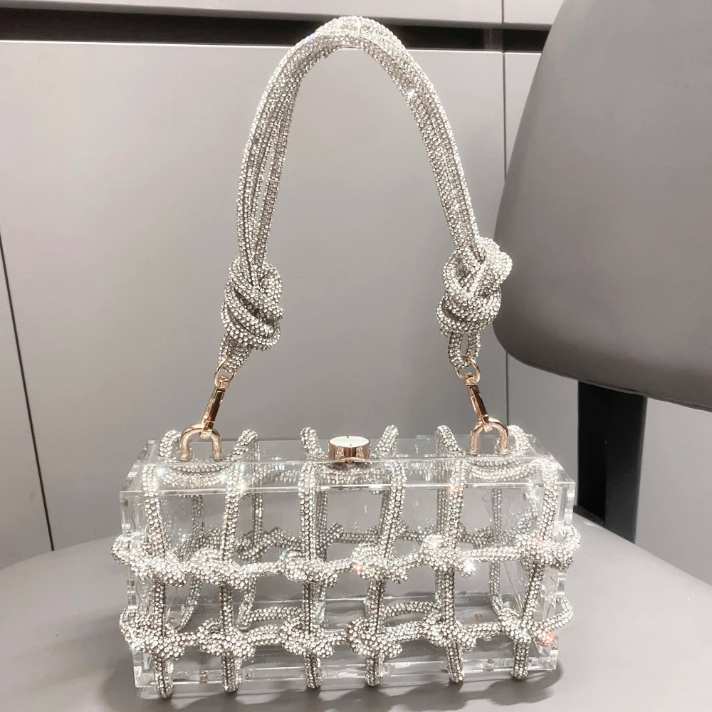 Rhinestone Transparent Clutch Bag