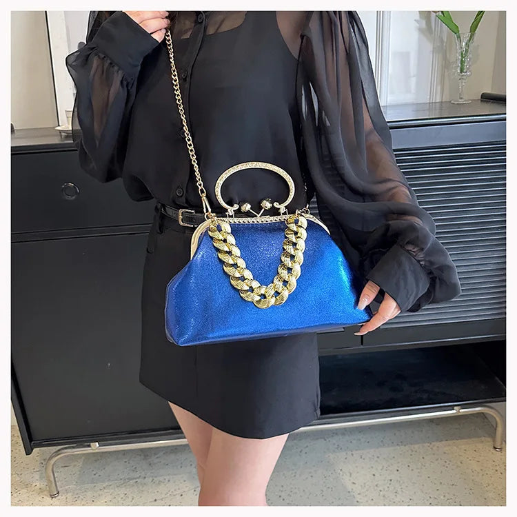 Elegant Gold Chain Clutch Bag
