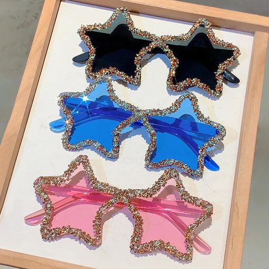 Rimless Rhinestone Star Sunglasses