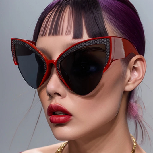 Oversized Semi-Rimless Cat Eye Sunglasses