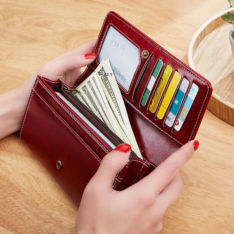 Elegant Long Leather Ladies Wallet