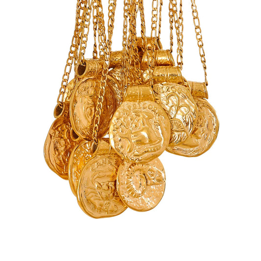Zodiac Gold Coin Pendant Necklace