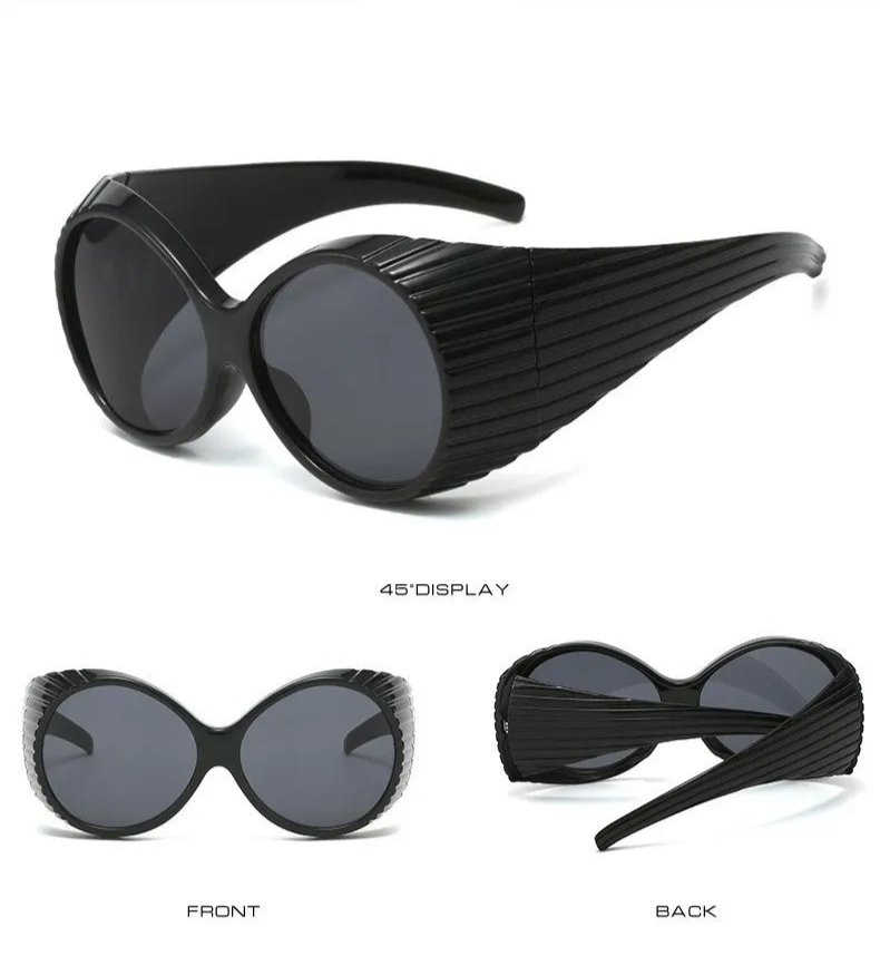 Bold Oversized Round Steampunk Sunglasses