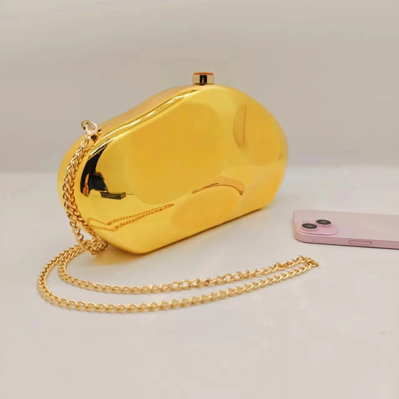 Metallic Shell Evening Clutch Bag
