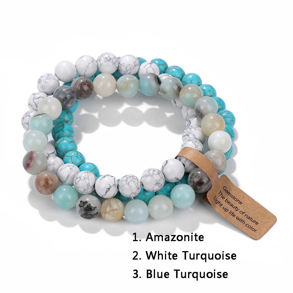 3Pcs Natural Stone Bracelet Set