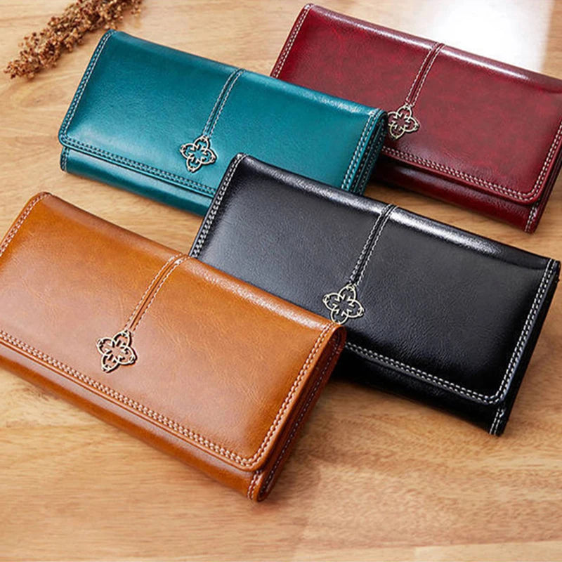 Elegant Long Leather Ladies Wallet
