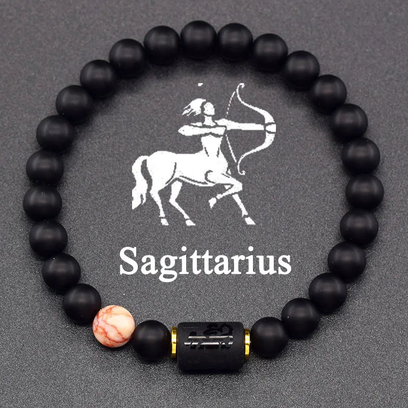 Zodiac Signs Constellation Bracelet - Black Agate
