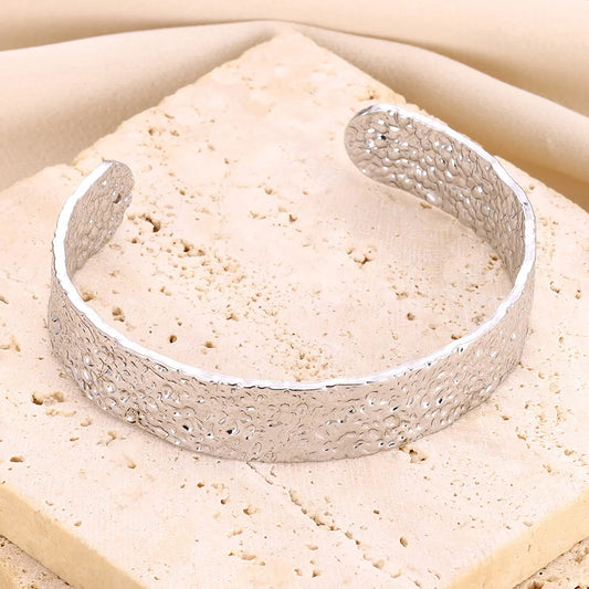 Crumpled Foil Texture Open Cuff Bangle