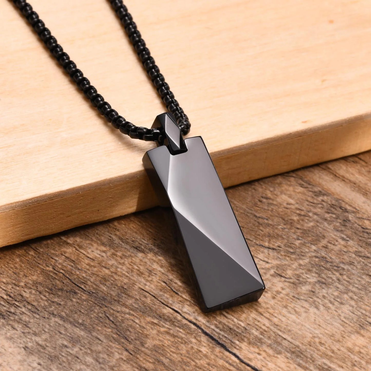 Geometric Rectangle Bar Pendant Necklace
