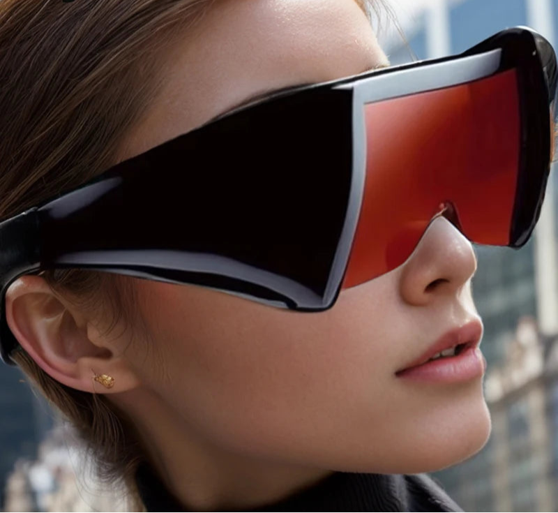 Big Frame One-Piece Square Shield Sunglasses