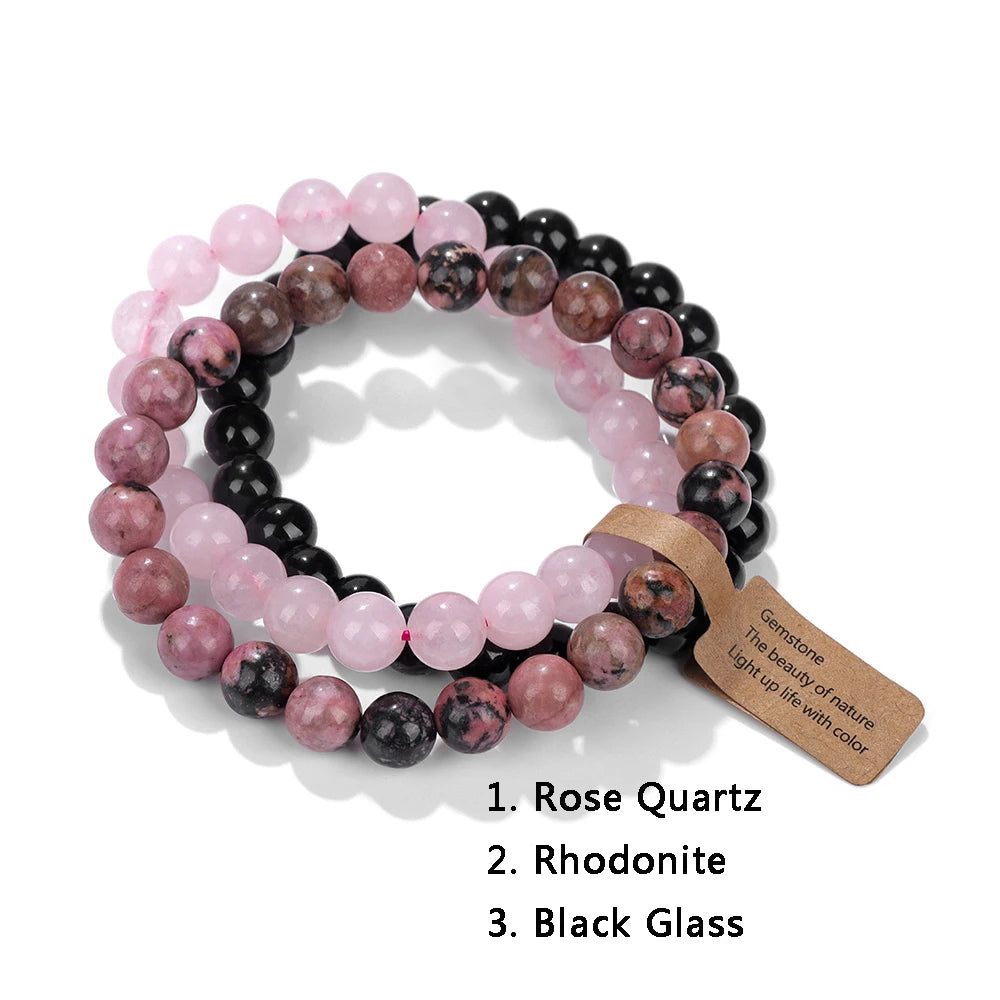 3Pcs Natural Stone Bracelet Set