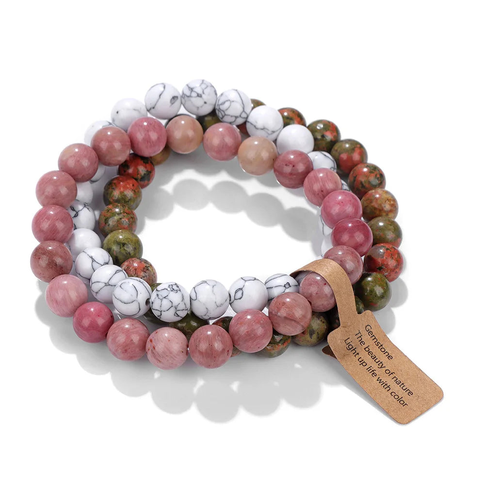 3Pcs Natural Stone Bracelet Set
