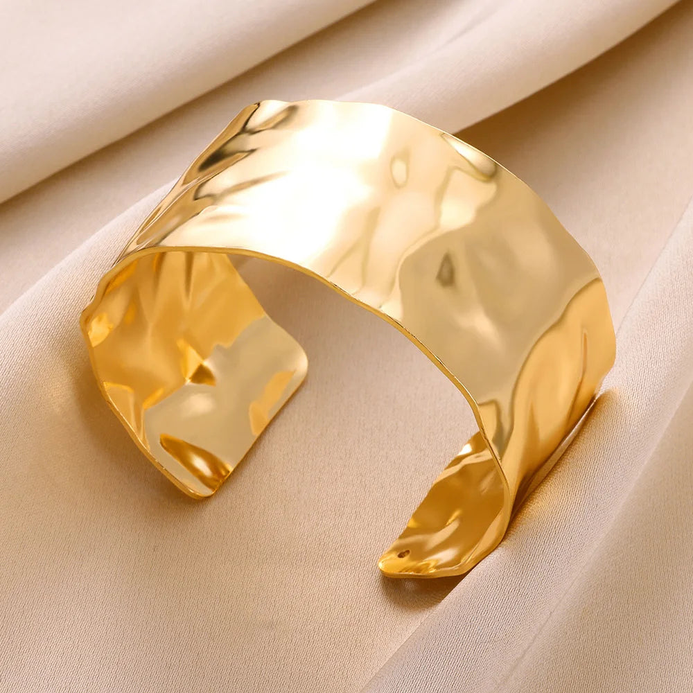 Vintage Hammered Wide Open Cuff Bangle
