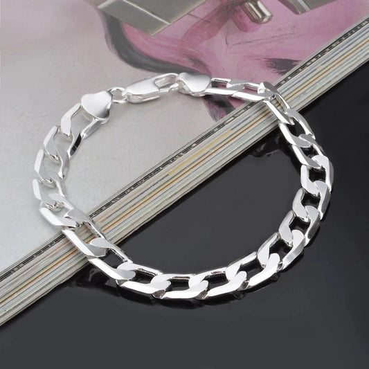 Sterling Silver Flat Loop Chain Bracelet