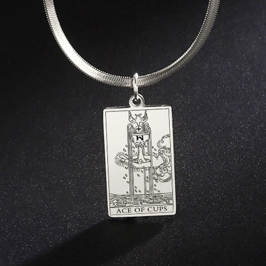 Tarot Card Pendant Snake Chain Necklace