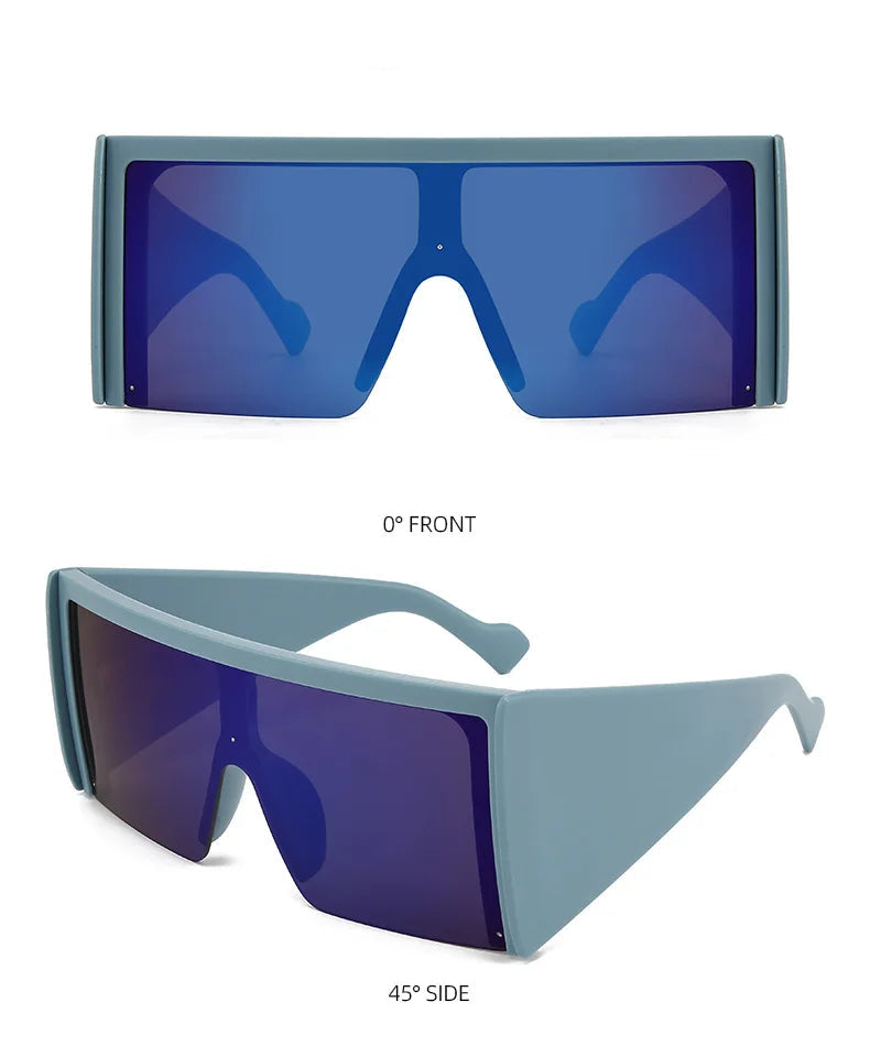 Big Frame One-Piece Square Shield Sunglasses